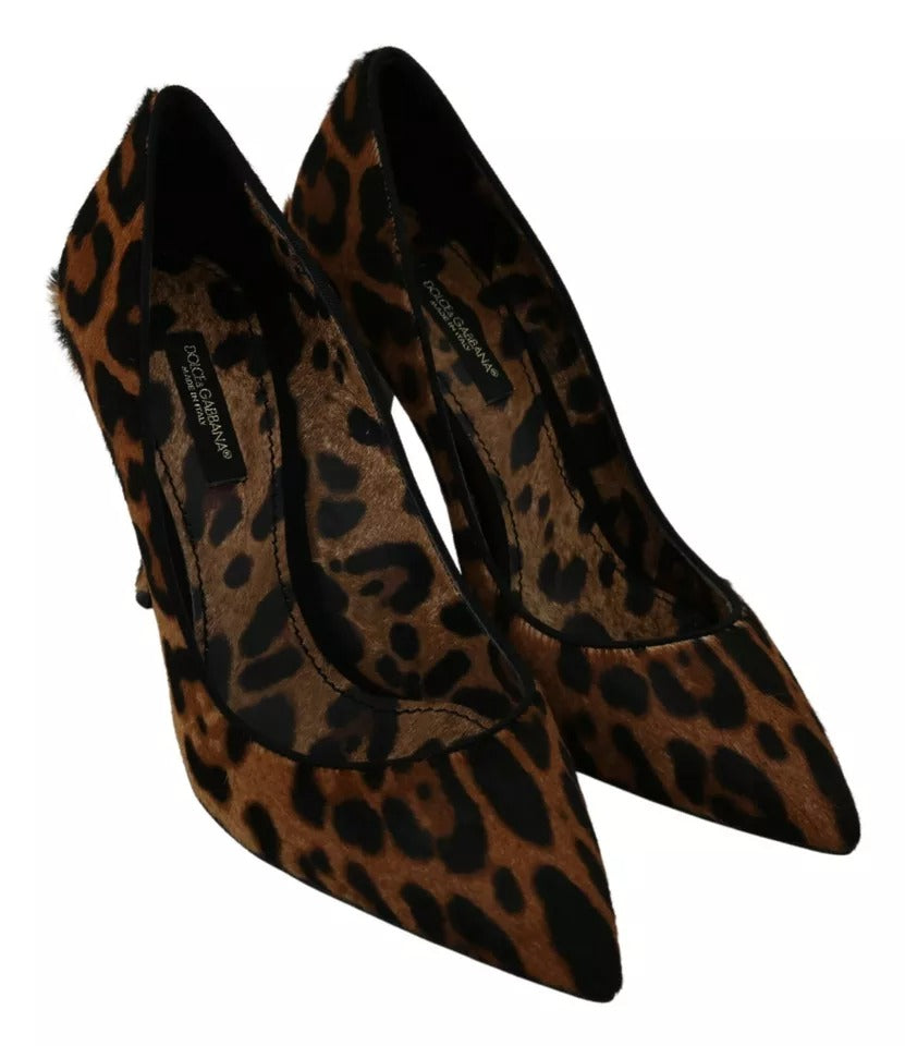 Dolce & Gabbana Brown Leopard Pony Hair Heels Pumps Women's Shoes (Pre-Owned)