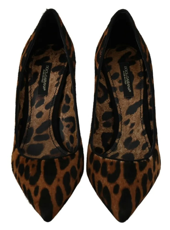 Dolce & Gabbana Brown Leopard Pony Hair Heels Pumps Women's Shoes (Pre-Owned)