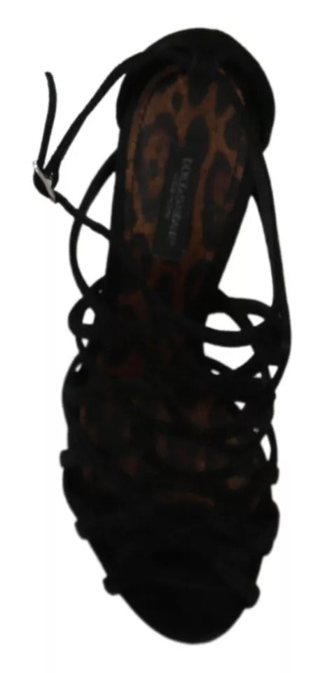 Dolce & Gabbana Black Suede Ankle Strap Stiletto Women's Shoes (Pre-Owned)