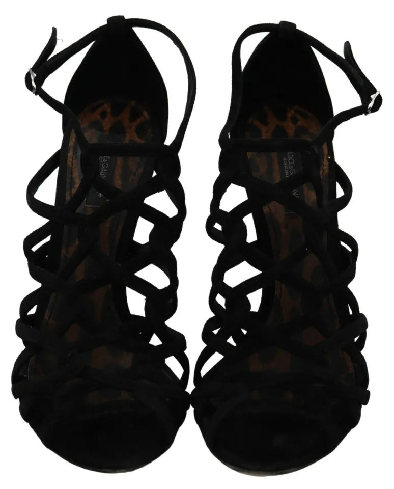 Dolce & Gabbana Black Suede Ankle Strap Stiletto Women's Shoes (Pre-Owned)