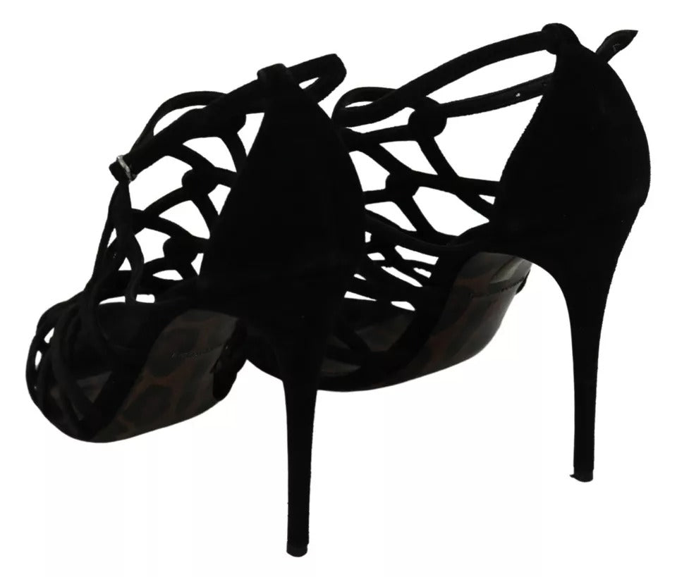 Dolce & Gabbana Black Suede Ankle Strap Stiletto Women's Shoes (Pre-Owned)