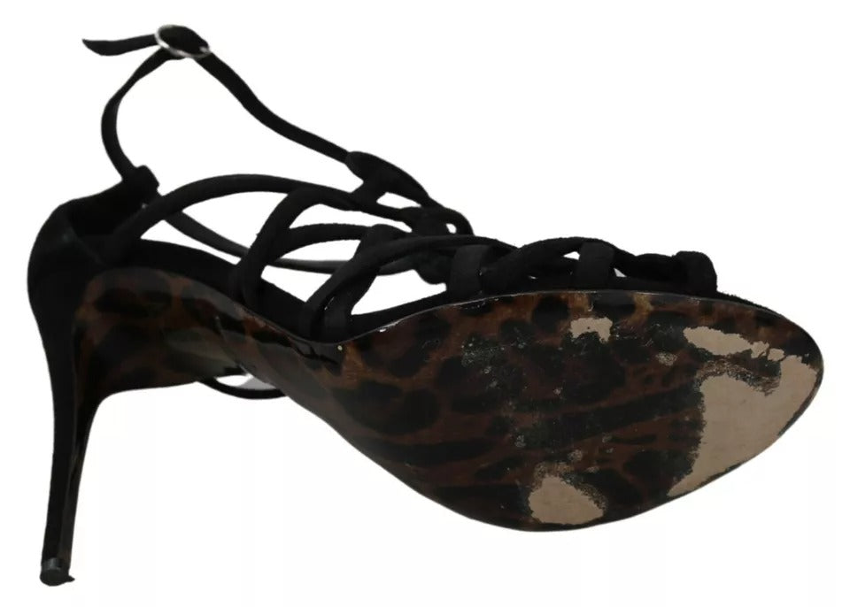 Dolce & Gabbana Black Suede Ankle Strap Stiletto Women's Shoes (Pre-Owned)