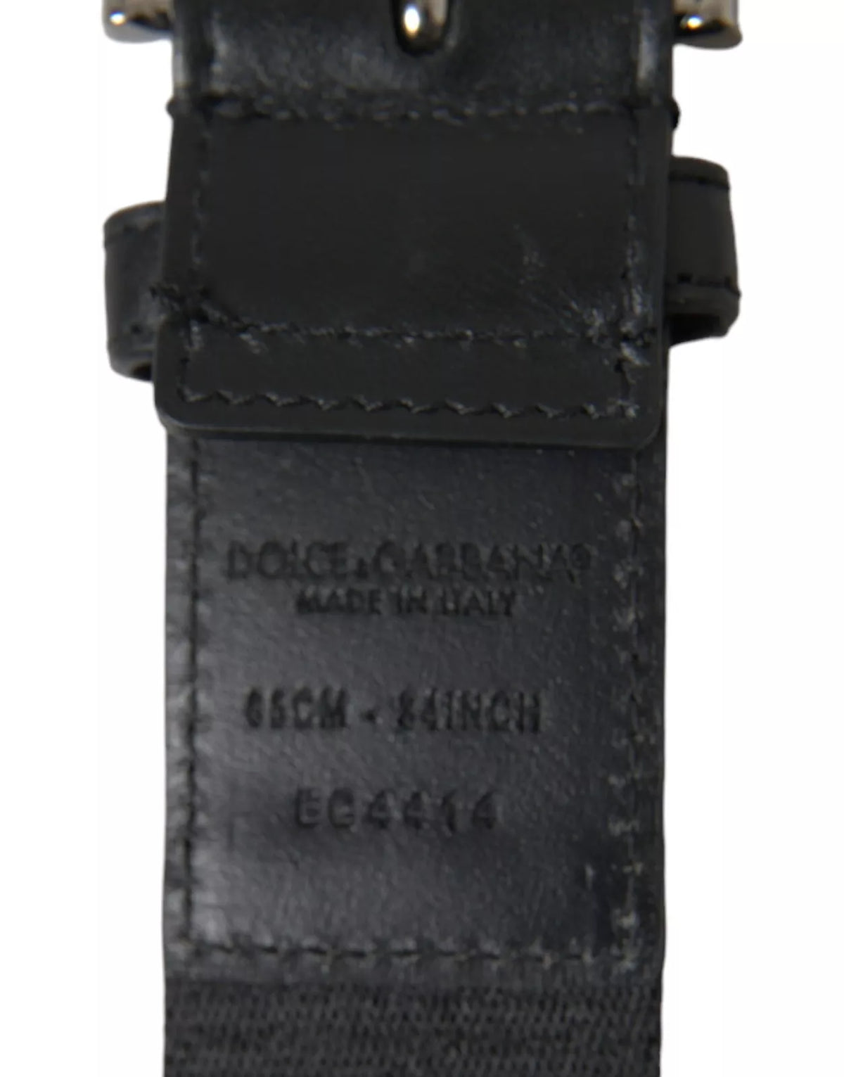 Dolce & Gabbana Black Blue Logo Silver Metal Buckle Men's Belt (Pre-Owned)
