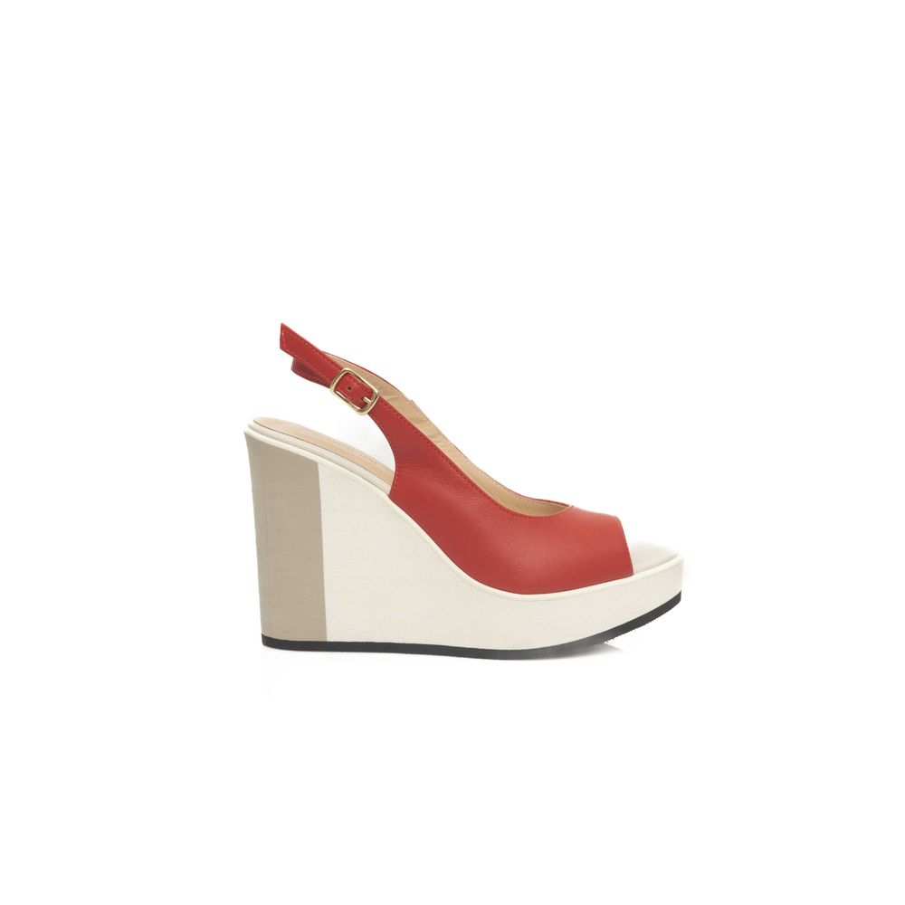Cerruti 1881 Red Calfskin Women Women's Sandal