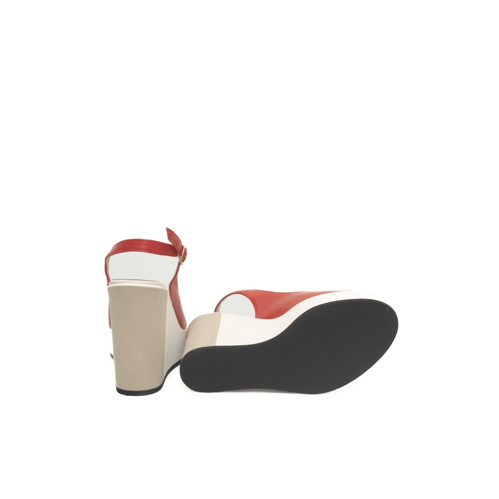 Cerruti 1881 Red Calfskin Women Women's Sandal
