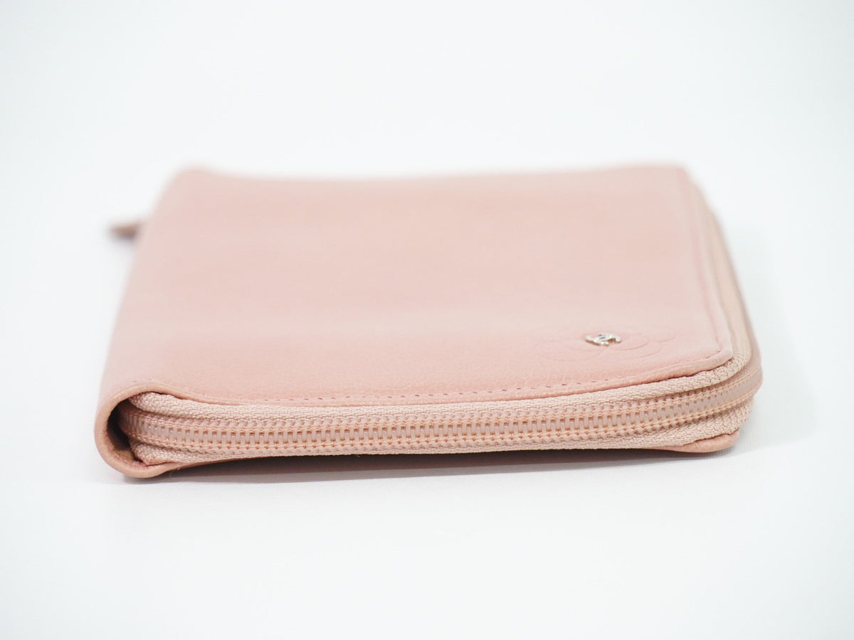 Chanel Camellia Zip Around Organizer Leather Pink Leather Wallets Accessory (Pre-Owned)