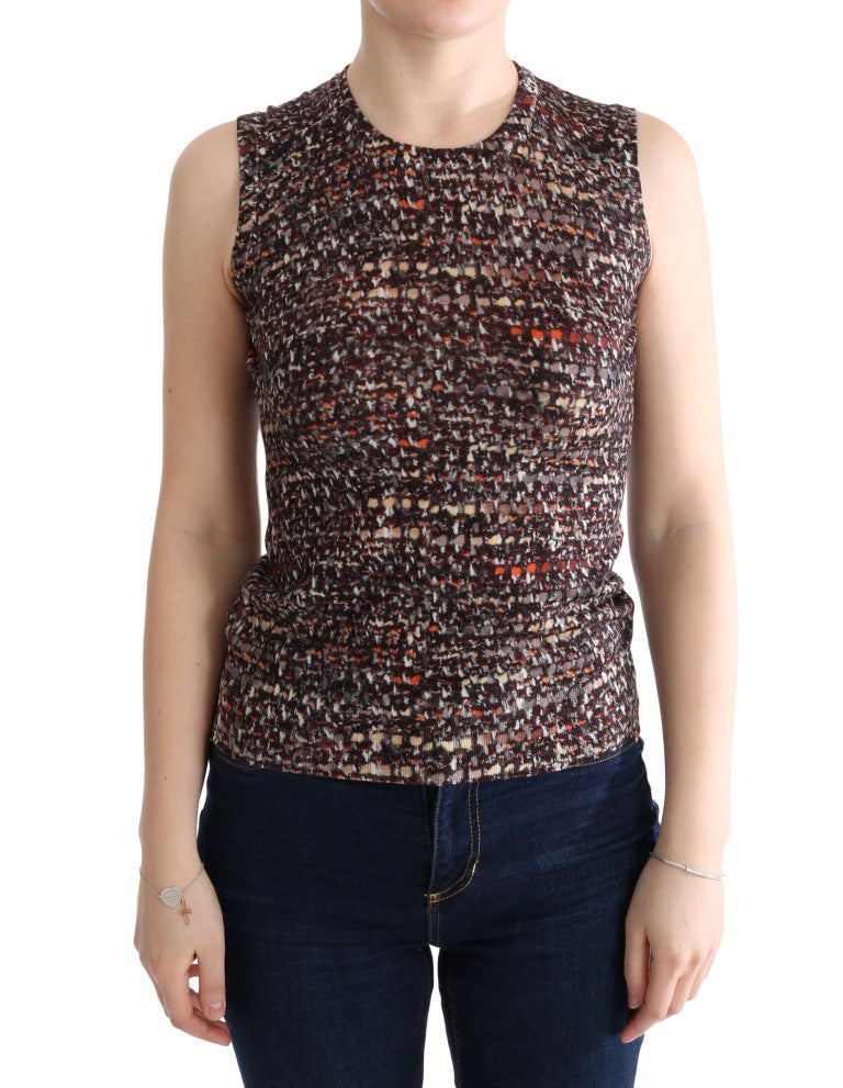 Dolce & Gabbana Multicolor Print Knit Top Wool Women's T-shirt