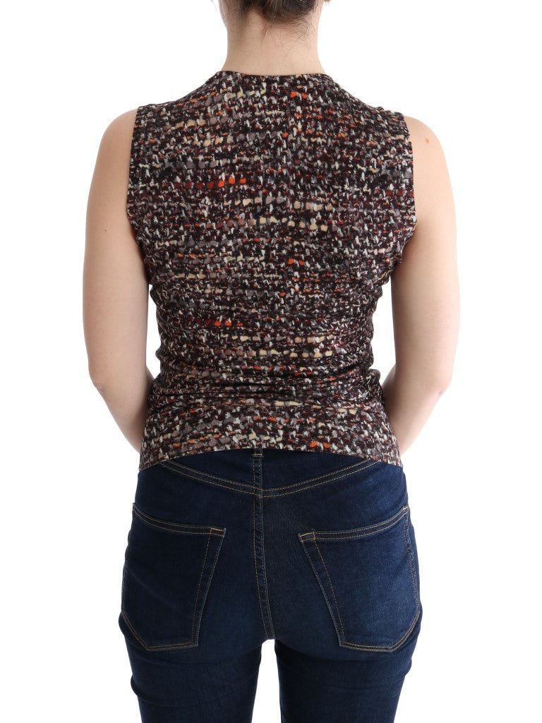 Dolce & Gabbana Multicolor Print Knit Top Wool Women's T-shirt