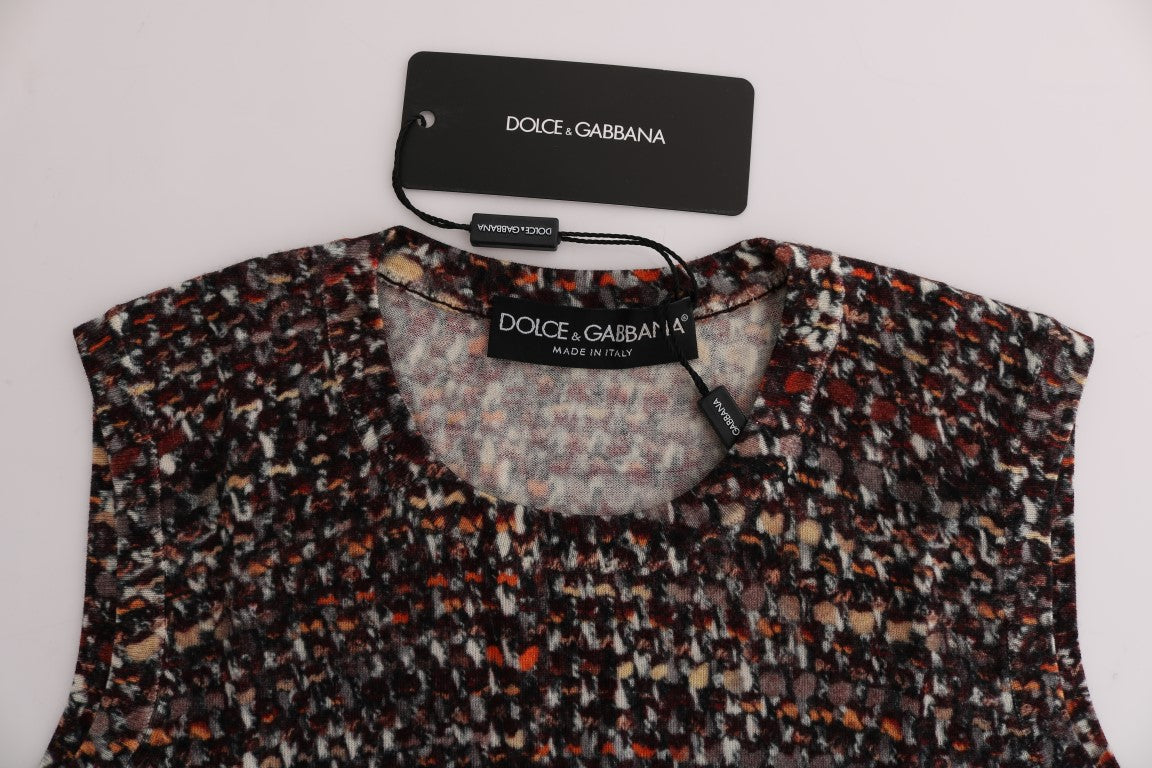 Dolce & Gabbana Multicolor Print Knit Top Wool Women's T-shirt