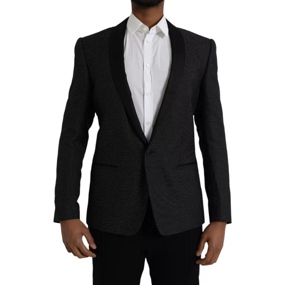Dolce & Gabbana Dark Gray Jacquard MARTINI Single Breasted Coat Men's Blazer (Pre-Owned)