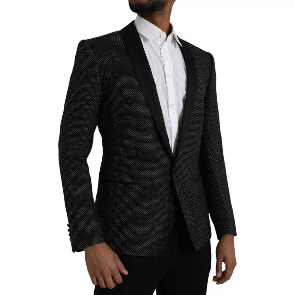 Dolce & Gabbana Dark Gray Jacquard MARTINI Single Breasted Coat Men's Blazer (Pre-Owned)