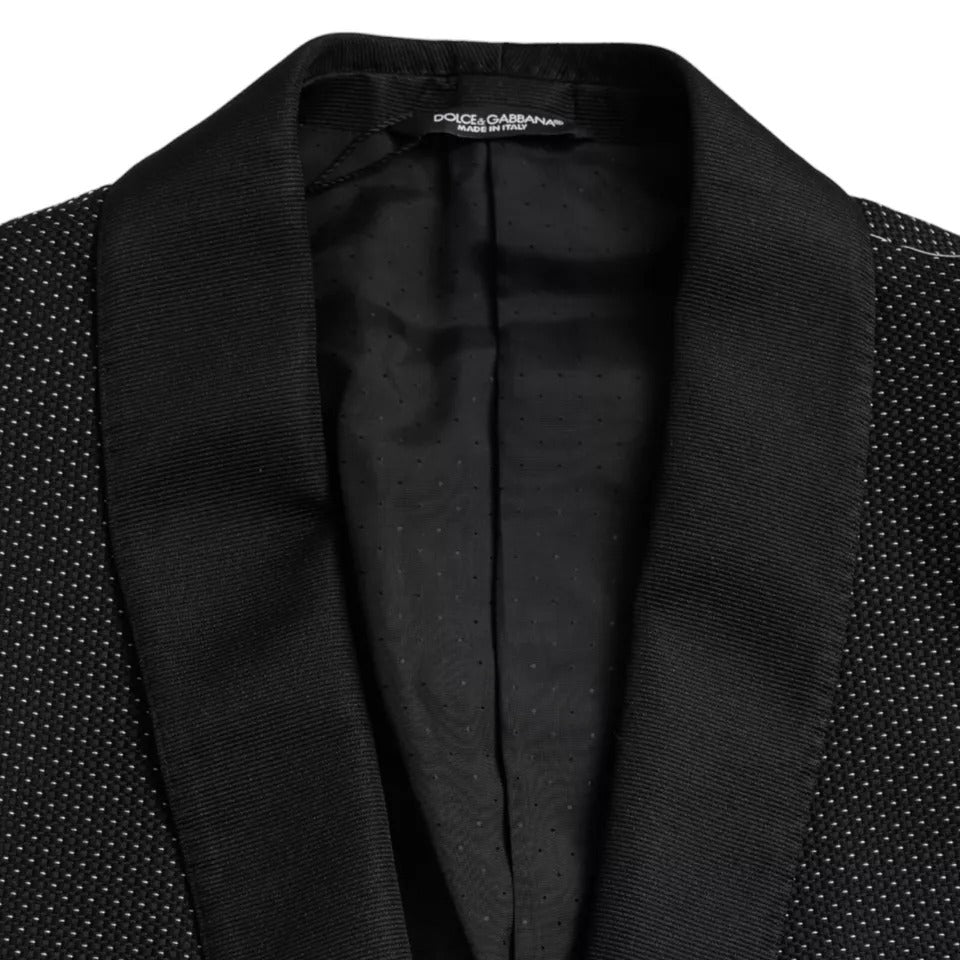 Dolce & Gabbana Dark Gray Jacquard MARTINI Single Breasted Coat Men's Blazer (Pre-Owned)