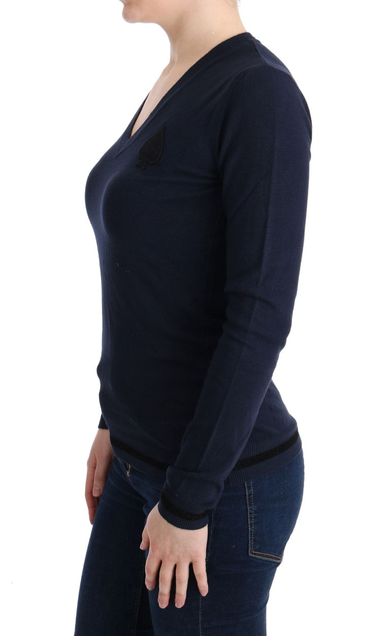 Costume National Blue V-neck Viscose Women's Sweater