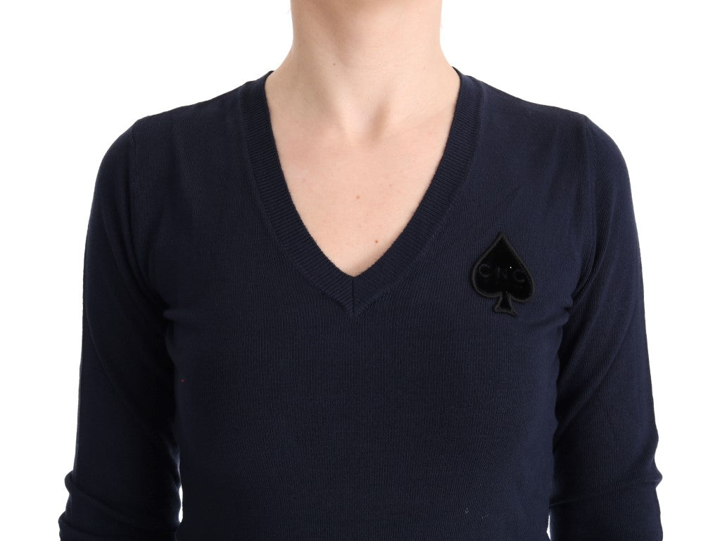 Costume National Blue V-neck Viscose Women's Sweater