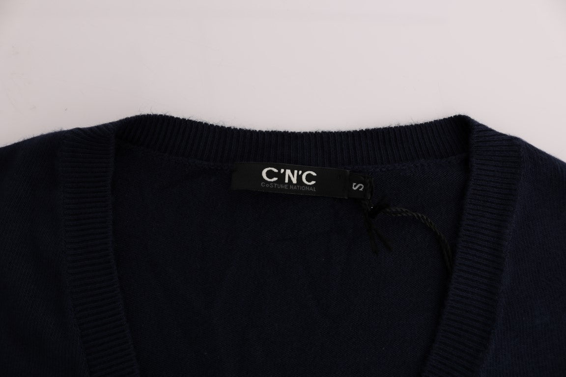 Costume National Blue V-neck Viscose Women's Sweater