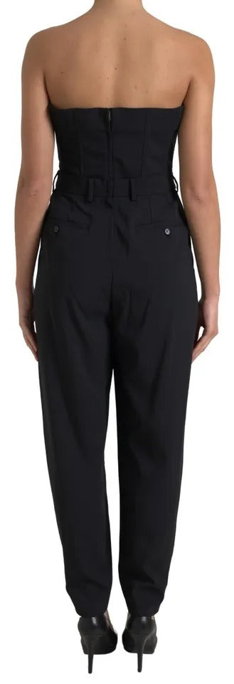 Dolce & Gabbana Black Wool Stretch Strapless Jumpsuit Women's Dress (Pre-Owned)