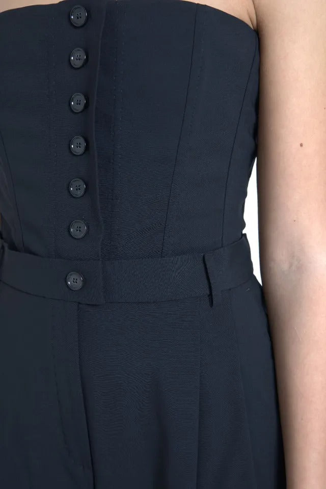 Dolce & Gabbana Black Wool Stretch Strapless Jumpsuit Women's Dress (Pre-Owned)