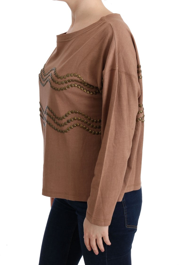 John Galliano Brown Cotton Studded Women's Sweater
