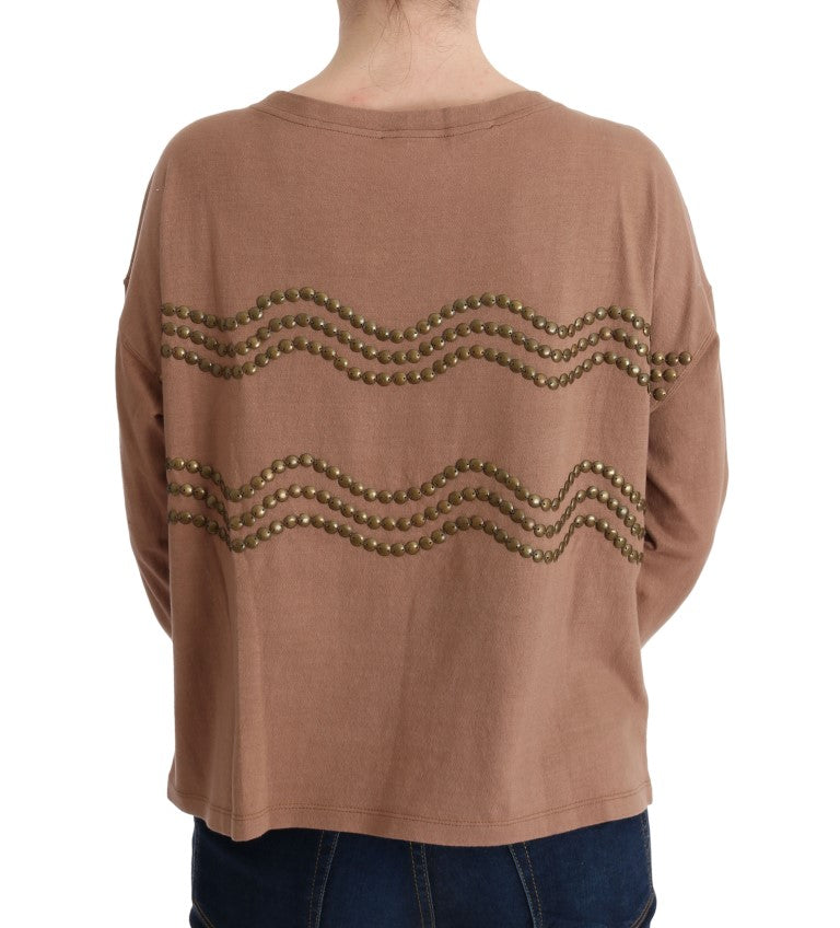 John Galliano Brown Cotton Studded Women's Sweater