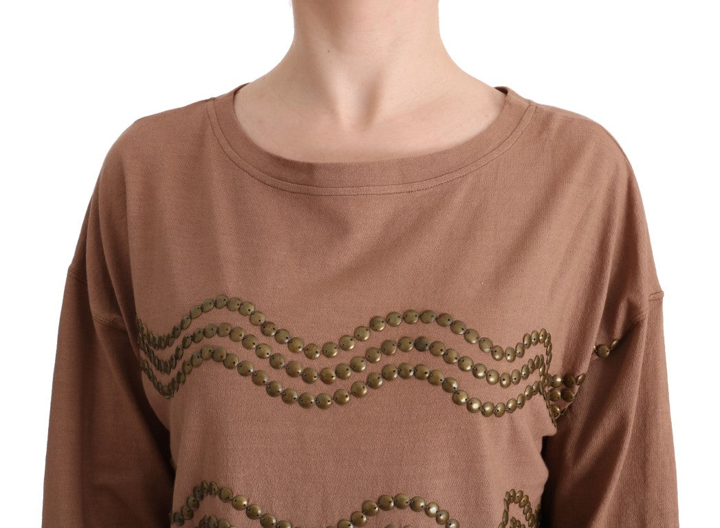John Galliano Brown Cotton Studded Women's Sweater