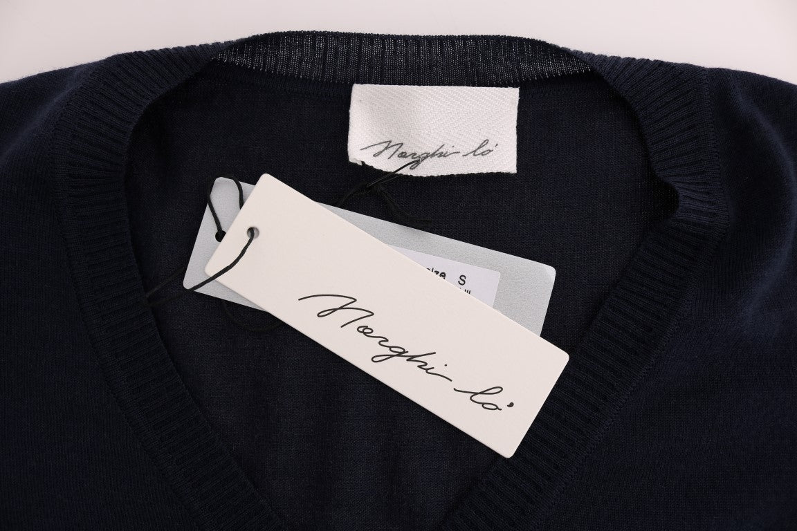 MARGHI LO' Blue Wool Long Sleeve Shift Women's Dress