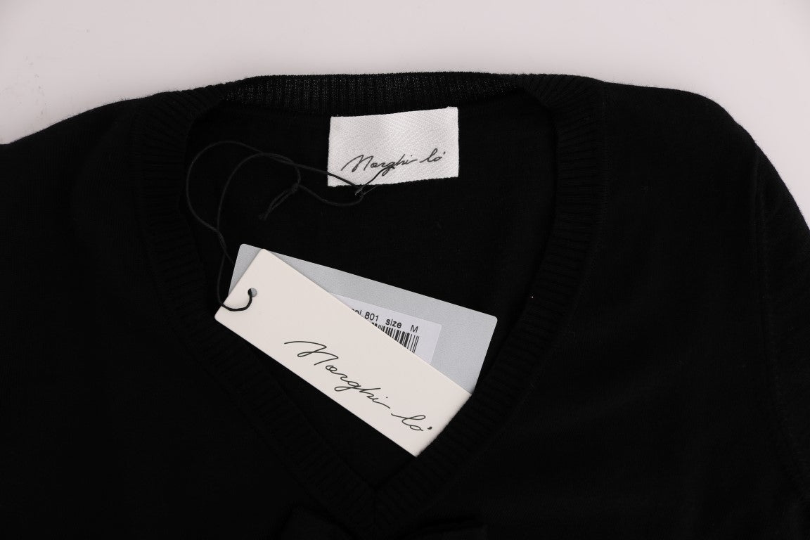 MARGHI LO' Black Wool Long Sleeve Shift Women's Dress
