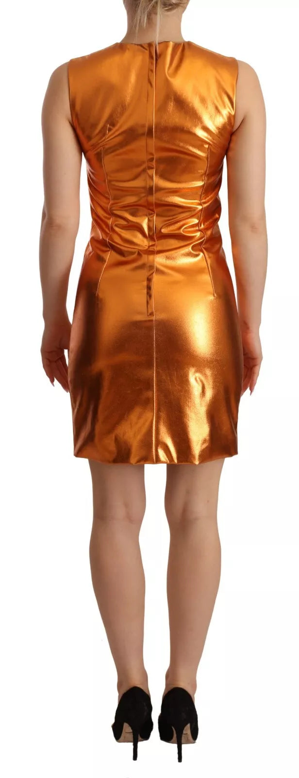 Dolce & Gabbana Metallic Orange Sleeveless Sheath Women's Dress (Pre-Owned)