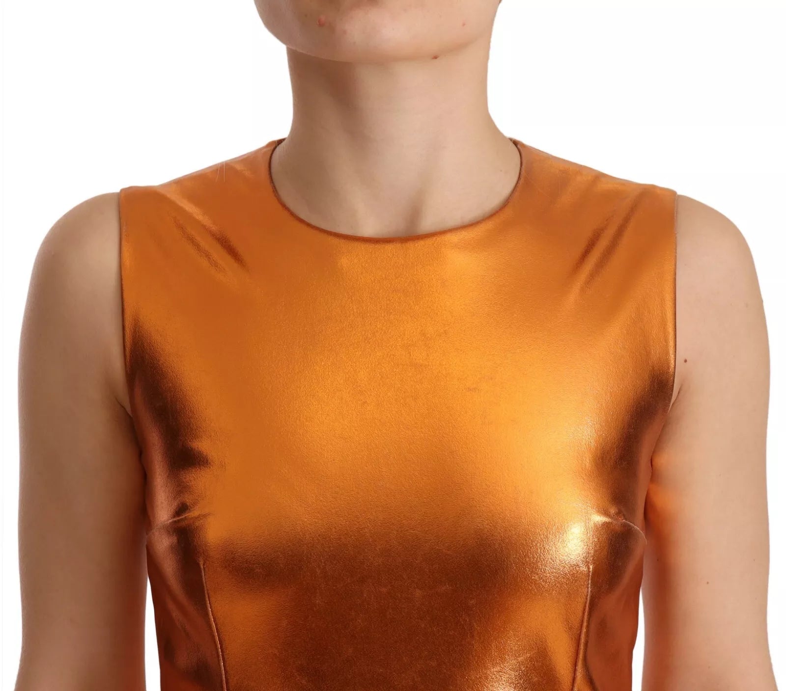 Dolce & Gabbana Metallic Orange Sleeveless Sheath Women's Dress (Pre-Owned)