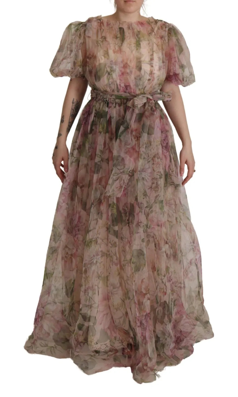 Dolce & Gabbana Multicolor Floral Print Long Maxi Gown Women's Dress (Pre-Owned)