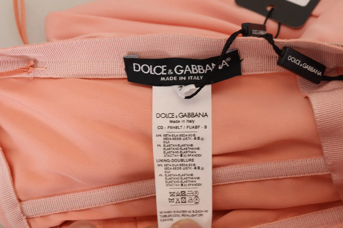 Dolce & Gabbana Pink Silk Stretch Strapless Sheath Midi Women's Dress (Pre-Owned)