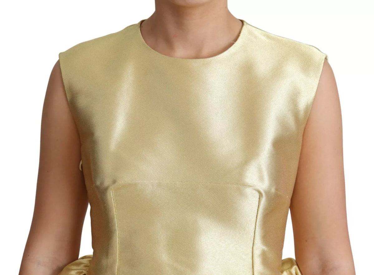 Dolce & Gabbana Gold Polyester Sleeveless A-line Tulle Women's Dress (Pre-Owned)