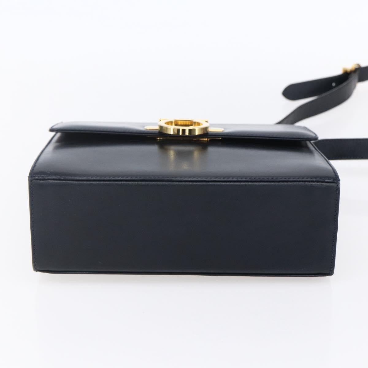 Salvatore Ferragamo Gancini Leather Navy Leather Shoulder Bag Bag (Pre-Owned)