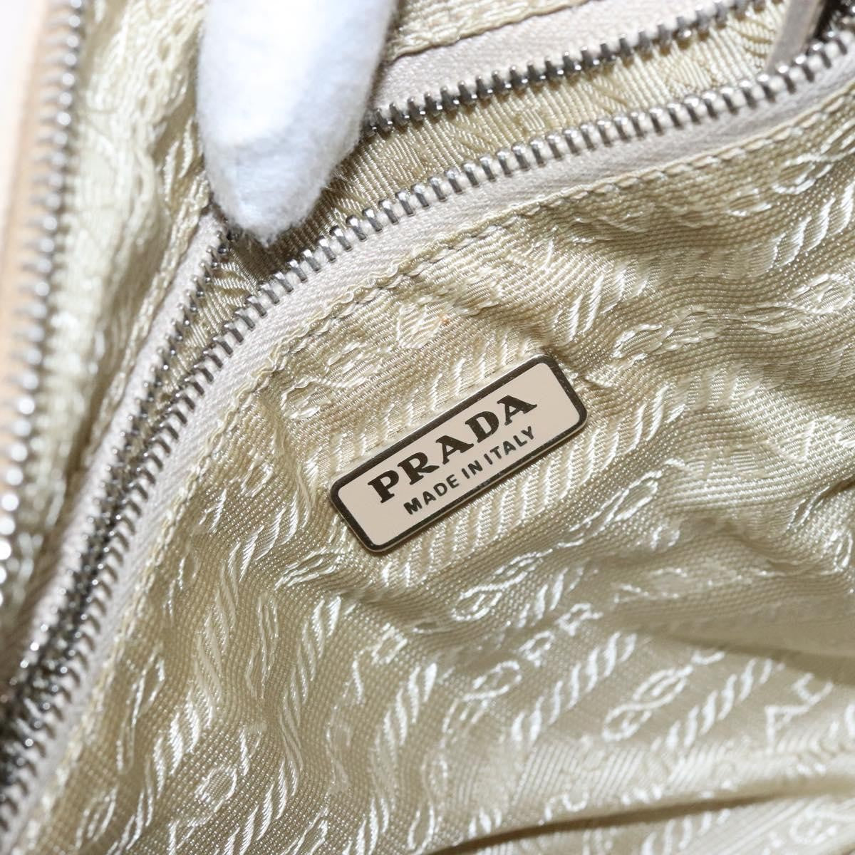 Prada Bauletto Canvas With Leather Beige Canvas Bag (Pre-Owned)