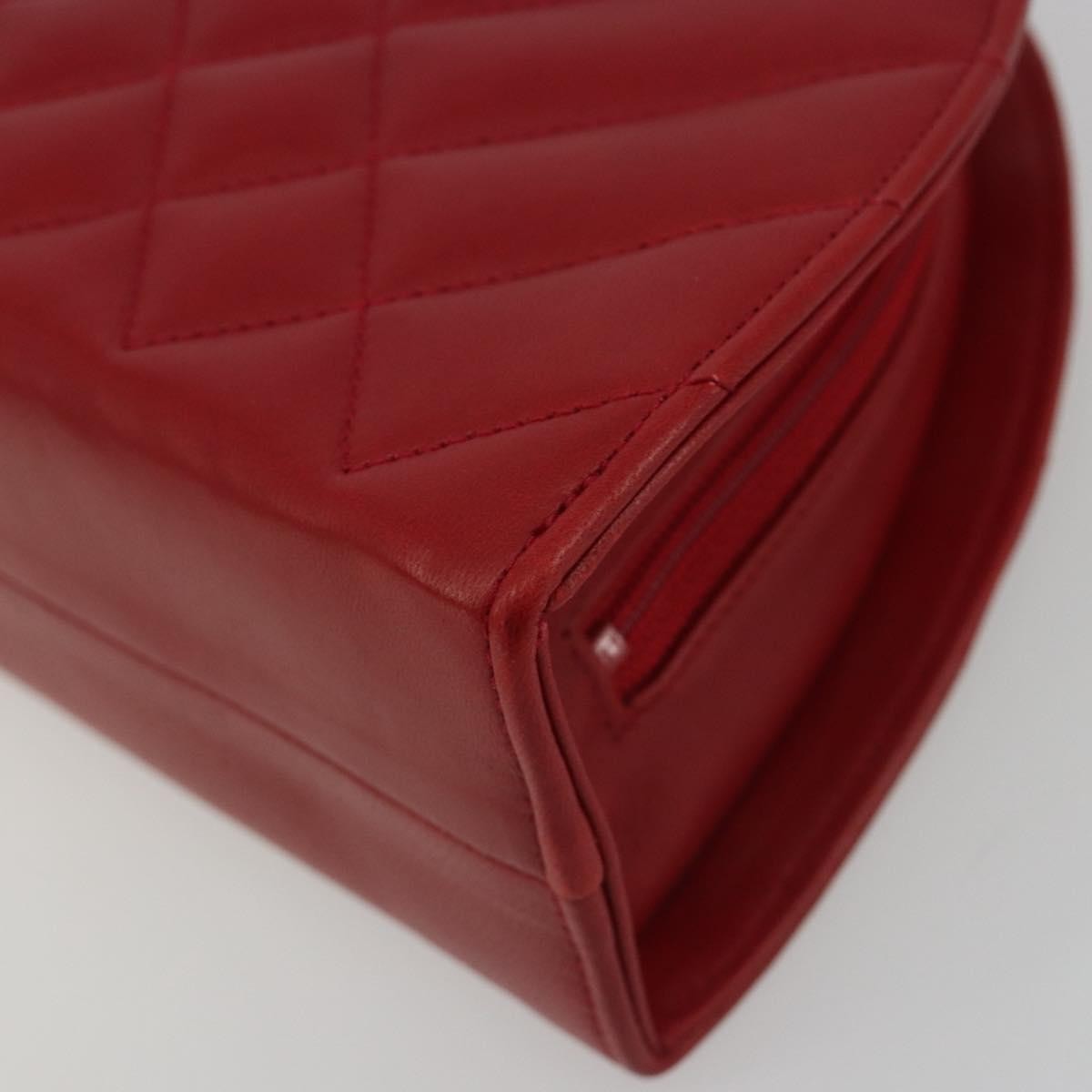 Chanel Vintage Chain Evening Mixed Quilt Lambskin Red Leather Clutche & Pouche Bag (Pre-Owned)