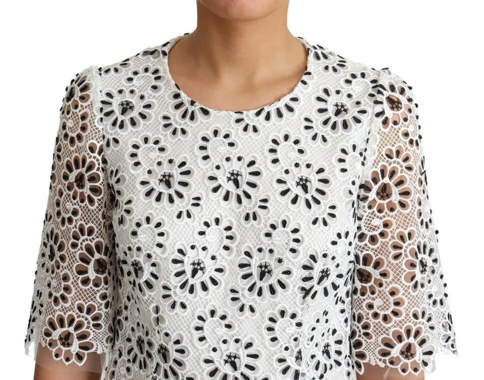 Dolce & Gabbana White Cutout Design Polyester A-line Midi Women's Dress (Pre-Owned)
