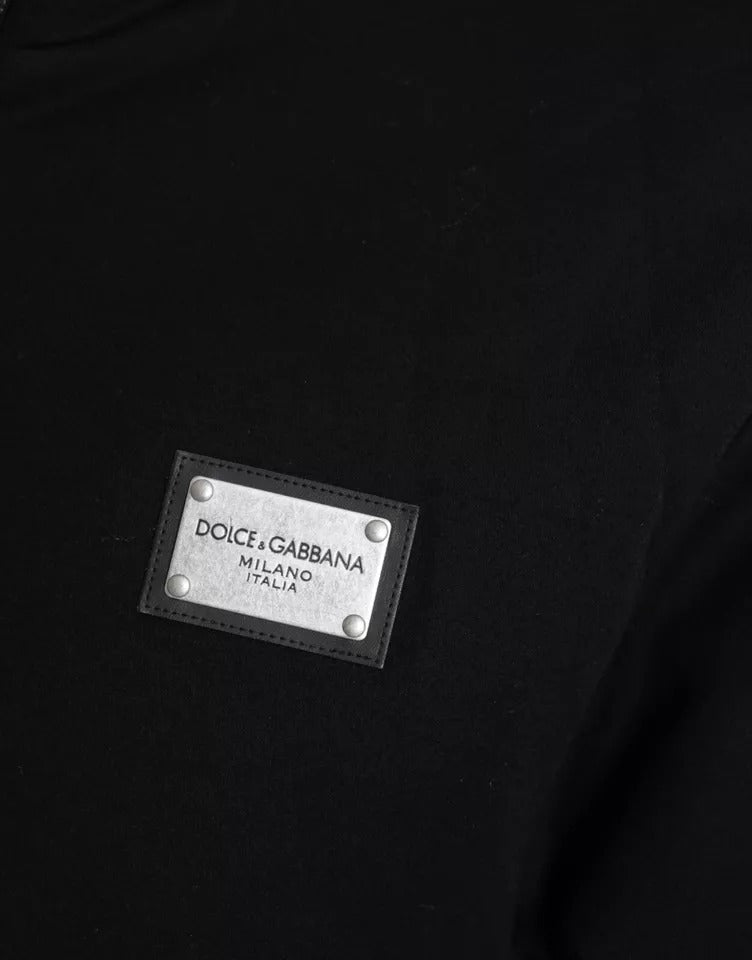 Dolce & Gabbana Black Cotton Hooded Logo Bomber Men's Jacket (Pre-Owned)