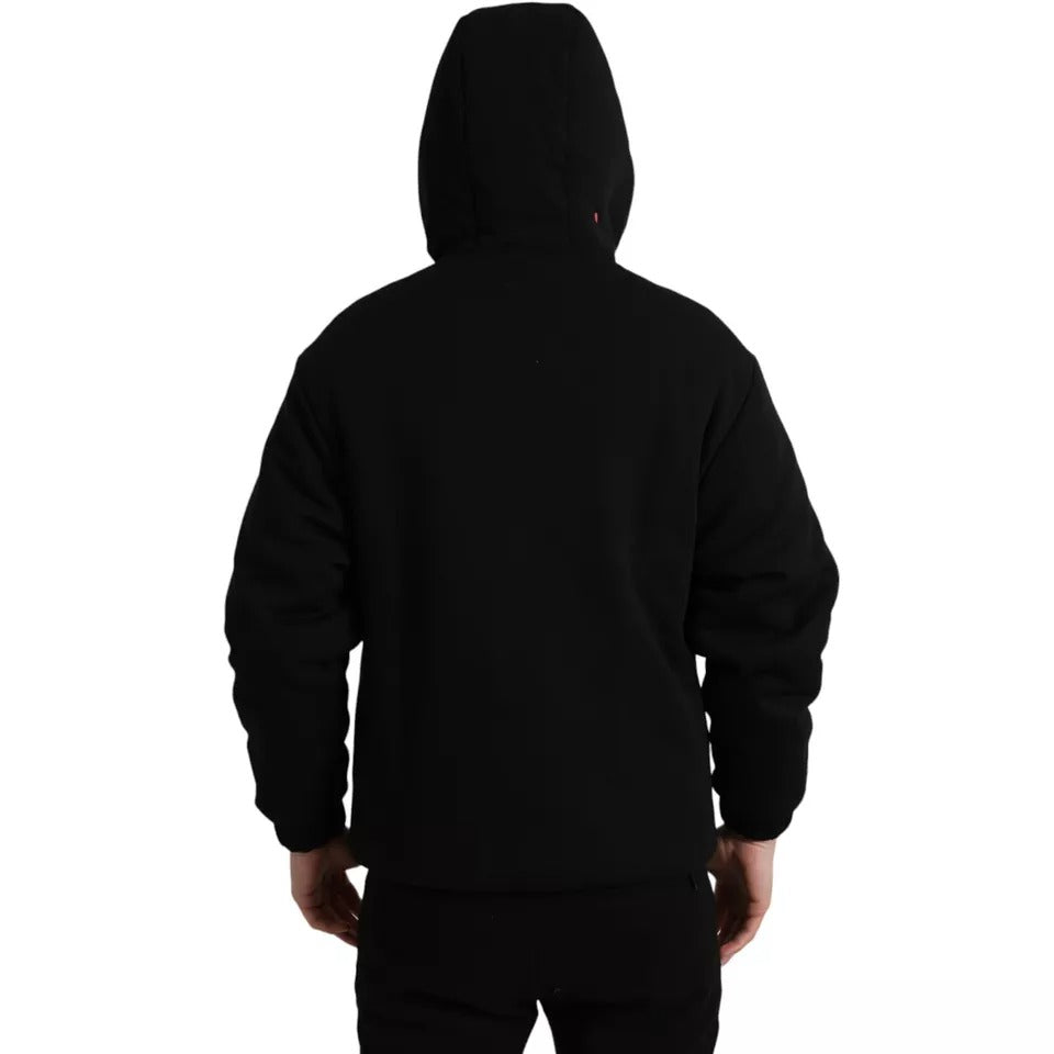 Dolce & Gabbana Black Cotton Hooded Logo Bomber Men's Jacket (Pre-Owned)