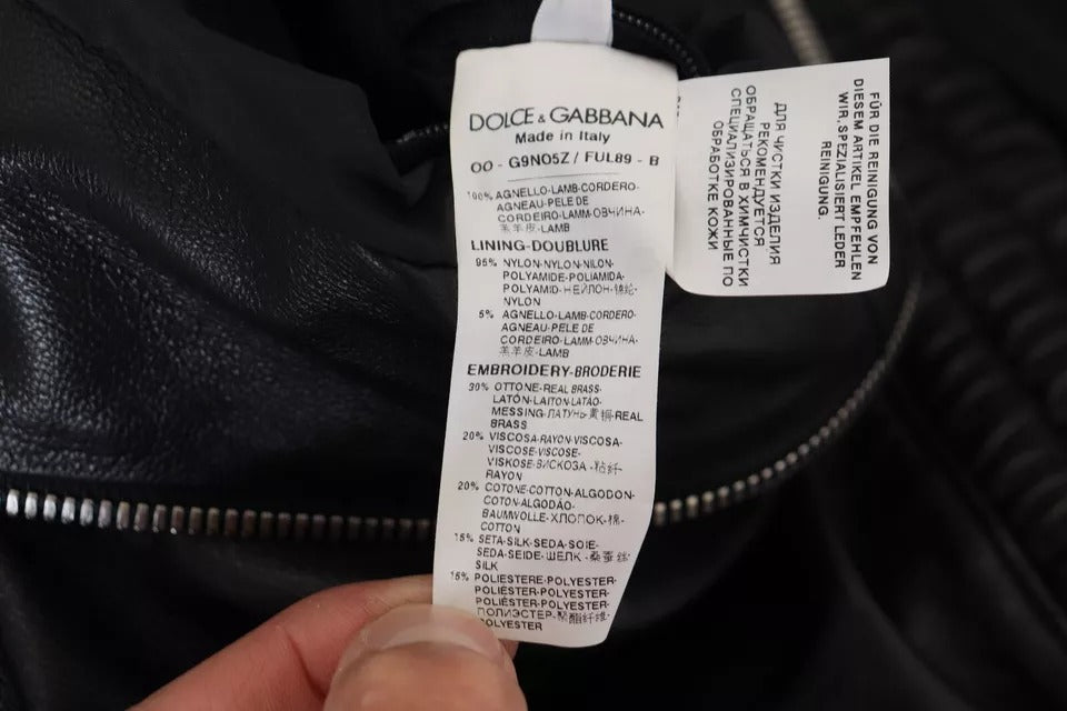 Dolce & Gabbana Black Leather Hooded Blouson Coat Men's Jacket (Pre-Owned)