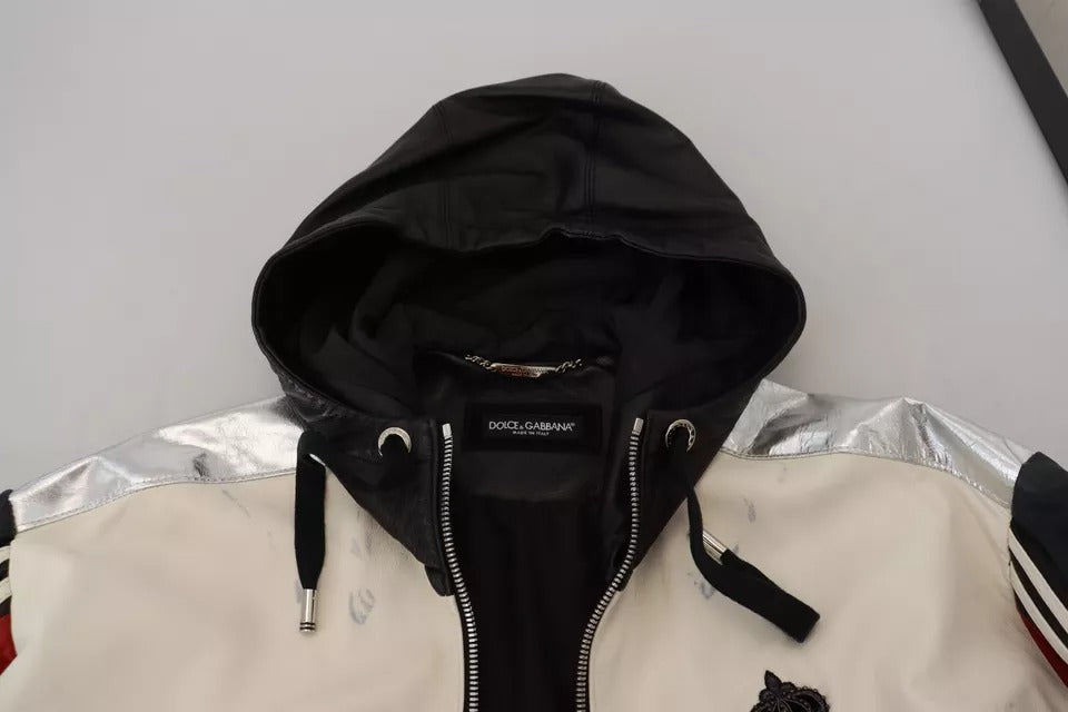 Dolce & Gabbana Black Leather Hooded Blouson Coat Men's Jacket (Pre-Owned)