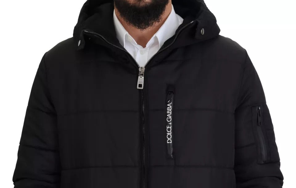 Dolce & Gabbana Black Nylon Hooded Parka Coat Winter Men's Jacket (Pre-Owned)