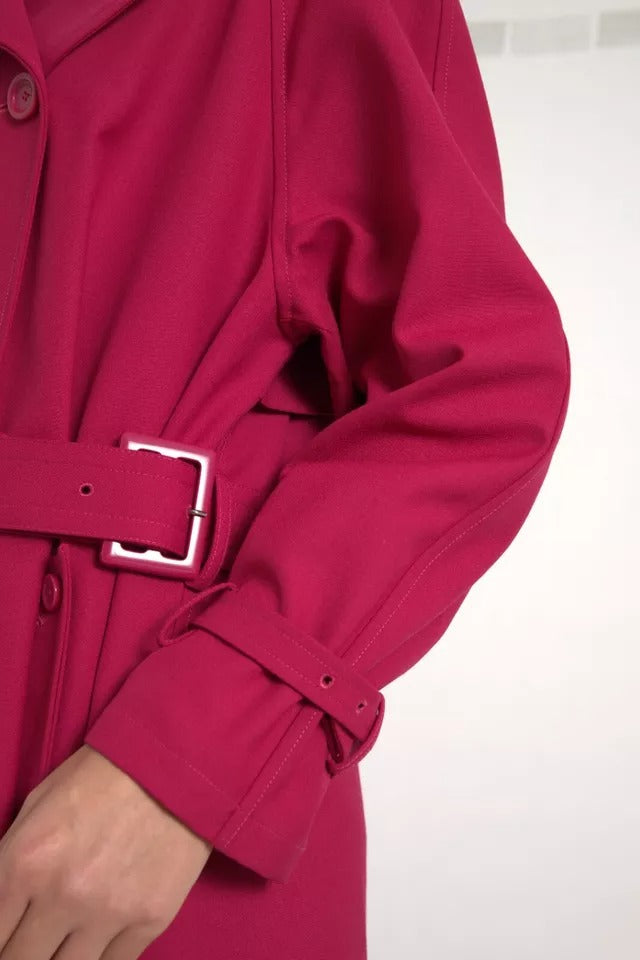 Dolce & Gabbana Dark Pink Double Breasted Trench Coat Women's Jacket (Pre-Owned)