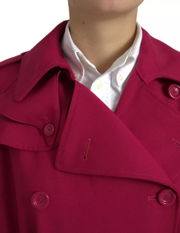 Dolce & Gabbana Dark Pink Double Breasted Trench Coat Women's Jacket (Pre-Owned)