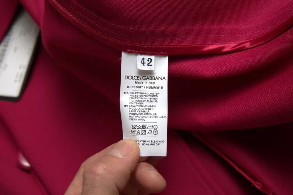 Dolce & Gabbana Dark Pink Double Breasted Trench Coat Women's Jacket (Pre-Owned)