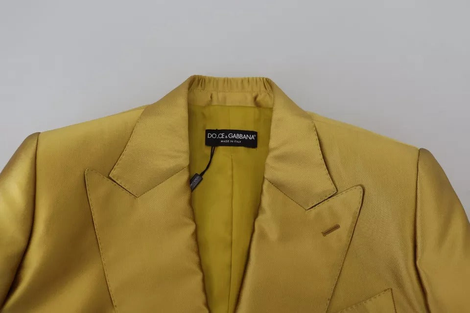 Dolce & Gabbana Gold Satin Long Sleeves Blazer Coat Women's Jacket (Pre-Owned)