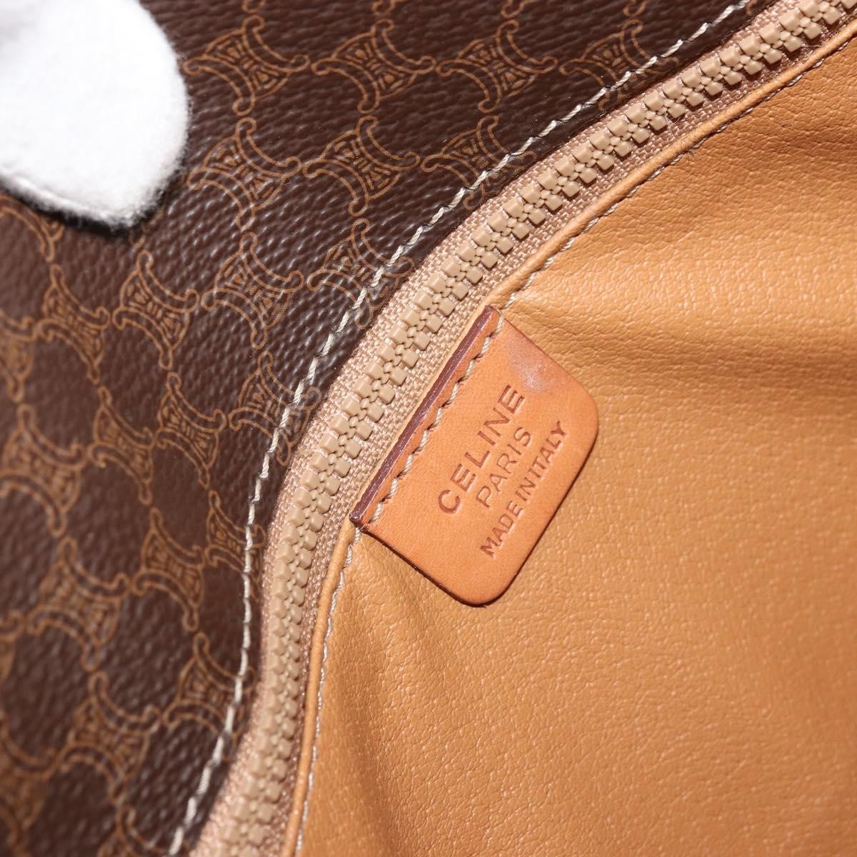Celine Vintage Macadam Canvas And Leather Brown Canvas Shoulder Bag Bag (Pre-Owned)