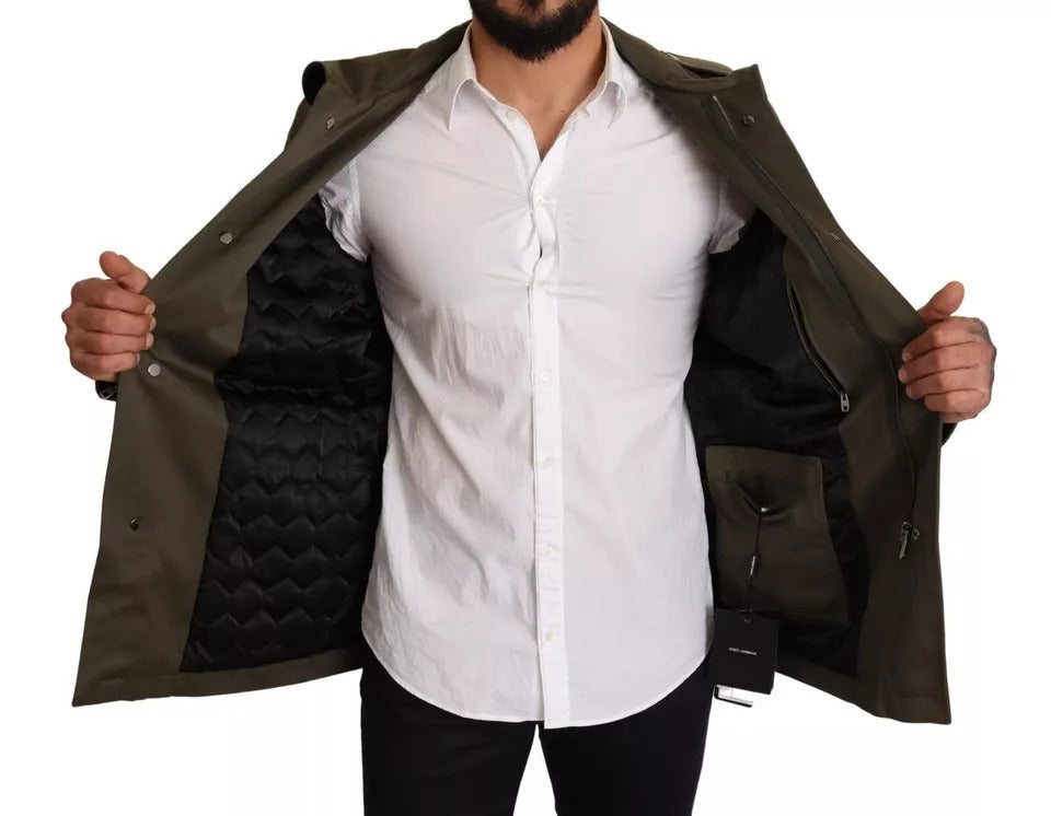 Dolce & Gabbana Green Cotton DG Love Blouson Coat Men's Jacket (Pre-Owned)