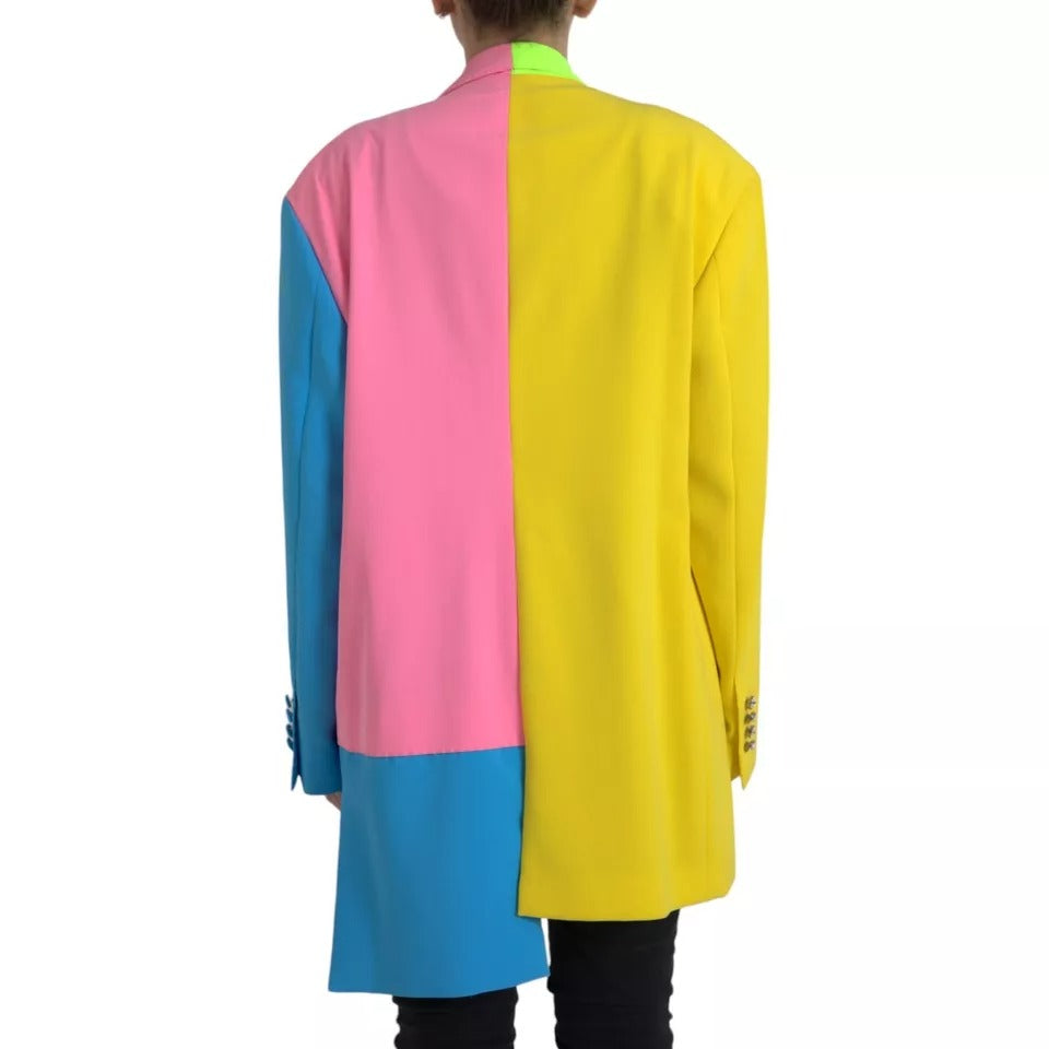 Dolce & Gabbana Multicolor Patchwork Peak Lapel Coat Women's Jacket (Pre-Owned)