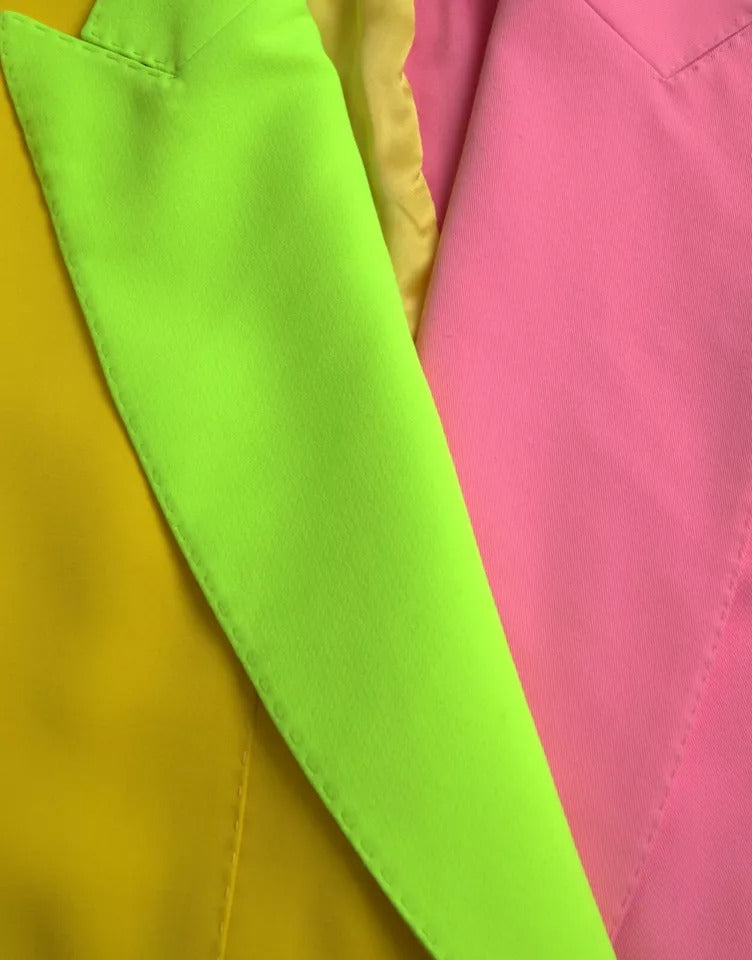Dolce & Gabbana Multicolor Patchwork Peak Lapel Coat Women's Jacket (Pre-Owned)