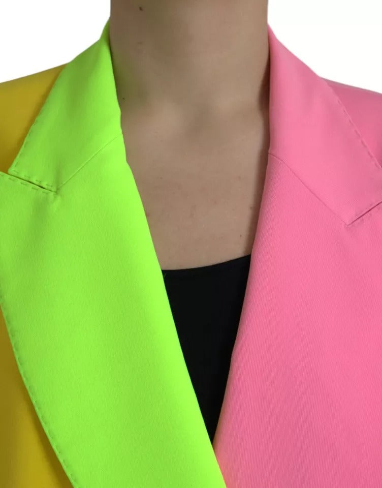 Dolce & Gabbana Multicolor Patchwork Peak Lapel Coat Women's Jacket (Pre-Owned)