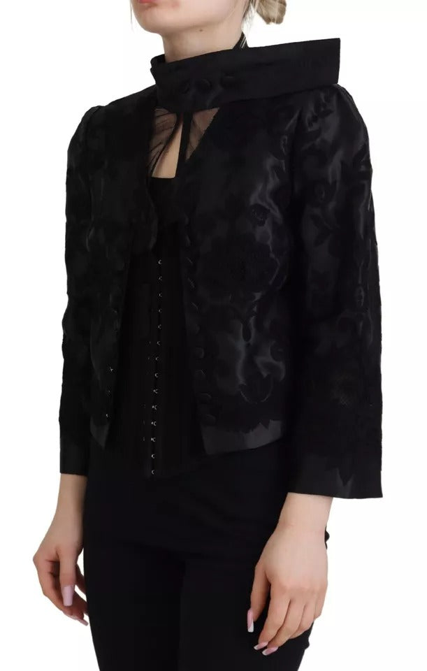 Dolce & Gabbana Black Lace Sheer Corset Organza Silk Women's Jacket (Pre-Owned)